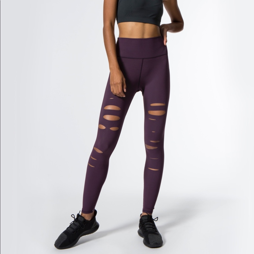 Purple ripped Alo warrior leggings